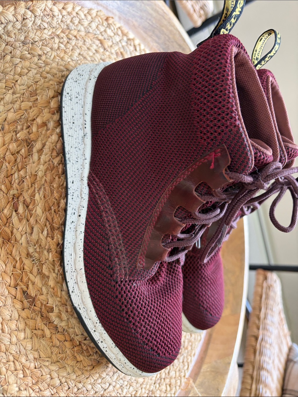 Dr. Martens Telkes Knit High Top Sneaker Boots Burgundy Maroon women’s size 7 - Picture 3 of 10